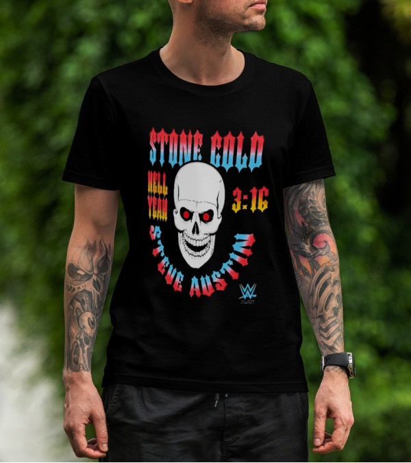Stone Cold Steve Austin 3 16 Hell Yeah WWE Skull T-Shirt
