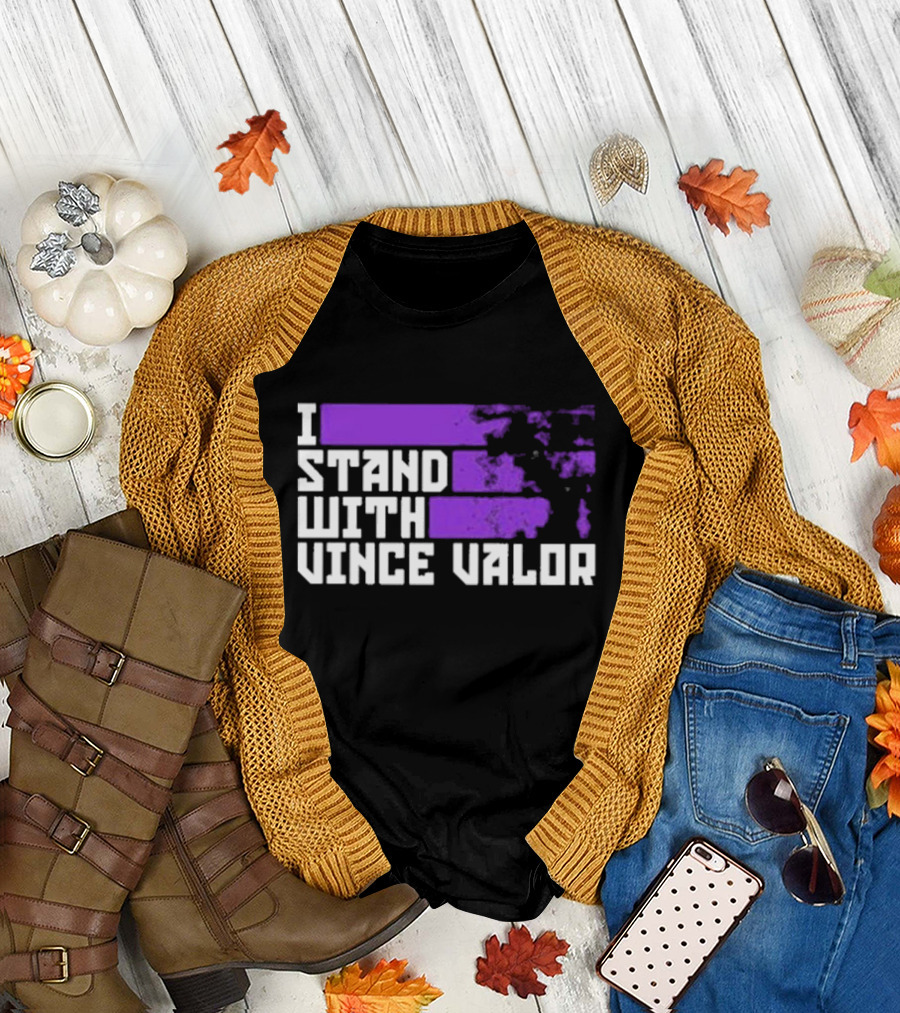 I Stand With Vince Valor Purple Distressed Flag T-Shirt