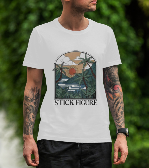 Stick Figure Tropical Sunset Paradise T-Shirt