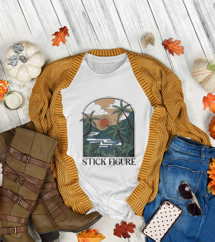 Stick Figure Tropical Sunset Paradise T-Shirt