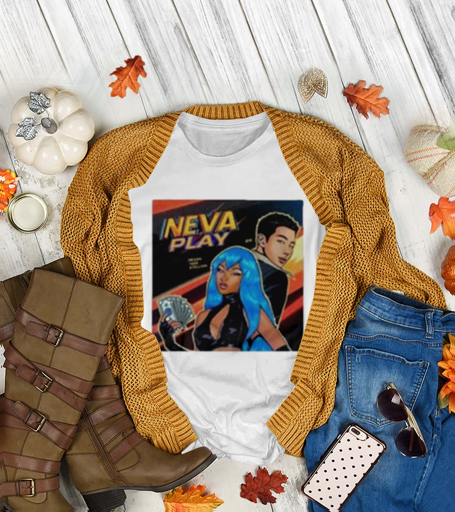 Megan Thee Stallion Rm Army Neva Play Comic Style Django Stylized Characters with Cards T-Shirt
