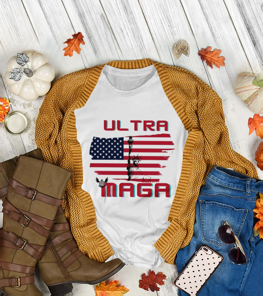 Ultra Maga American Flag with Statue of Liberty and Eagle T-Shirt