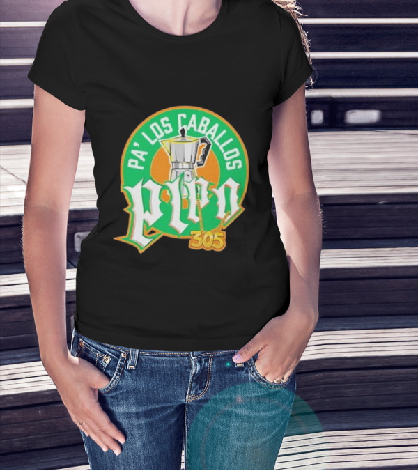 Lebatardaf Pipo Cafecito Pa’ Los Caballos 305 Moka Pot Logo Iconic Miami Culture T-Shirt