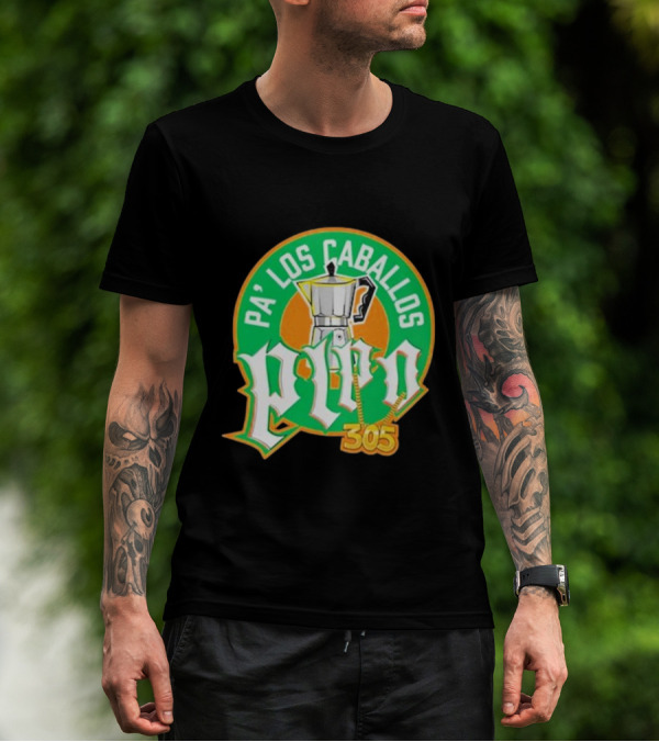 Lebatardaf Pipo Cafecito Pa’ Los Caballos 305 Moka Pot Logo Iconic Miami Culture T-Shirt
