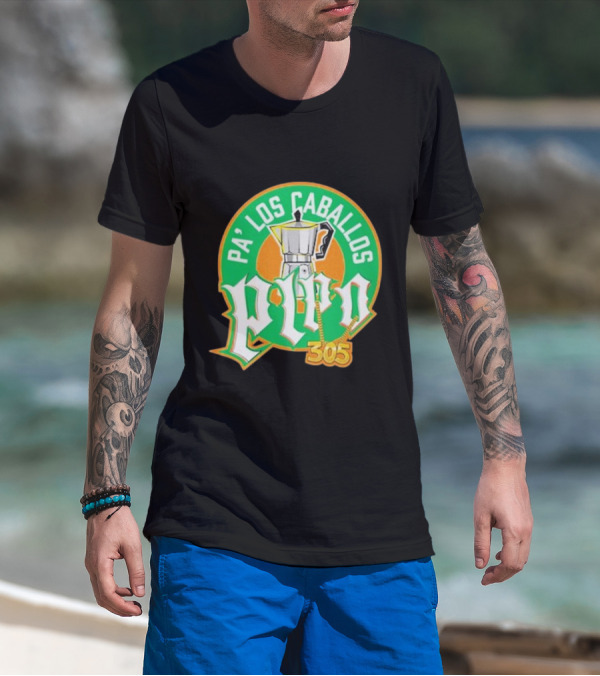 Lebatardaf Pipo Cafecito Pa’ Los Caballos 305 Moka Pot Logo Iconic Miami Culture T-Shirt