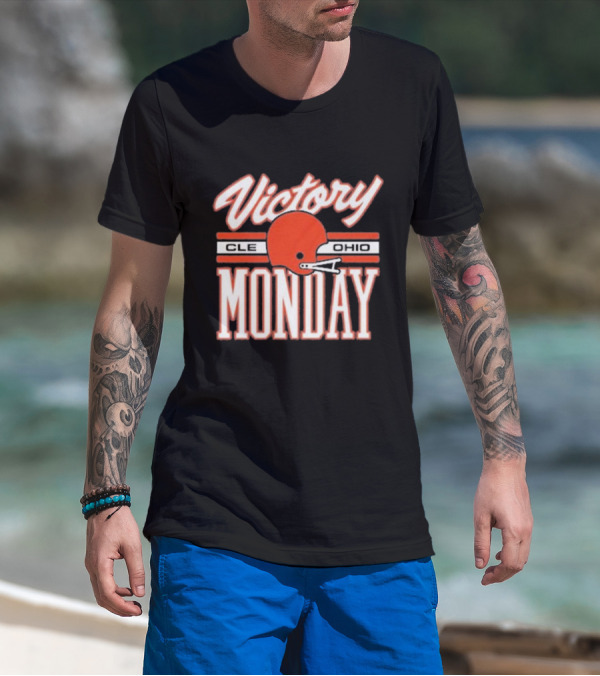 Victory Monday Cle Ohio Football Helmet T-Shirt