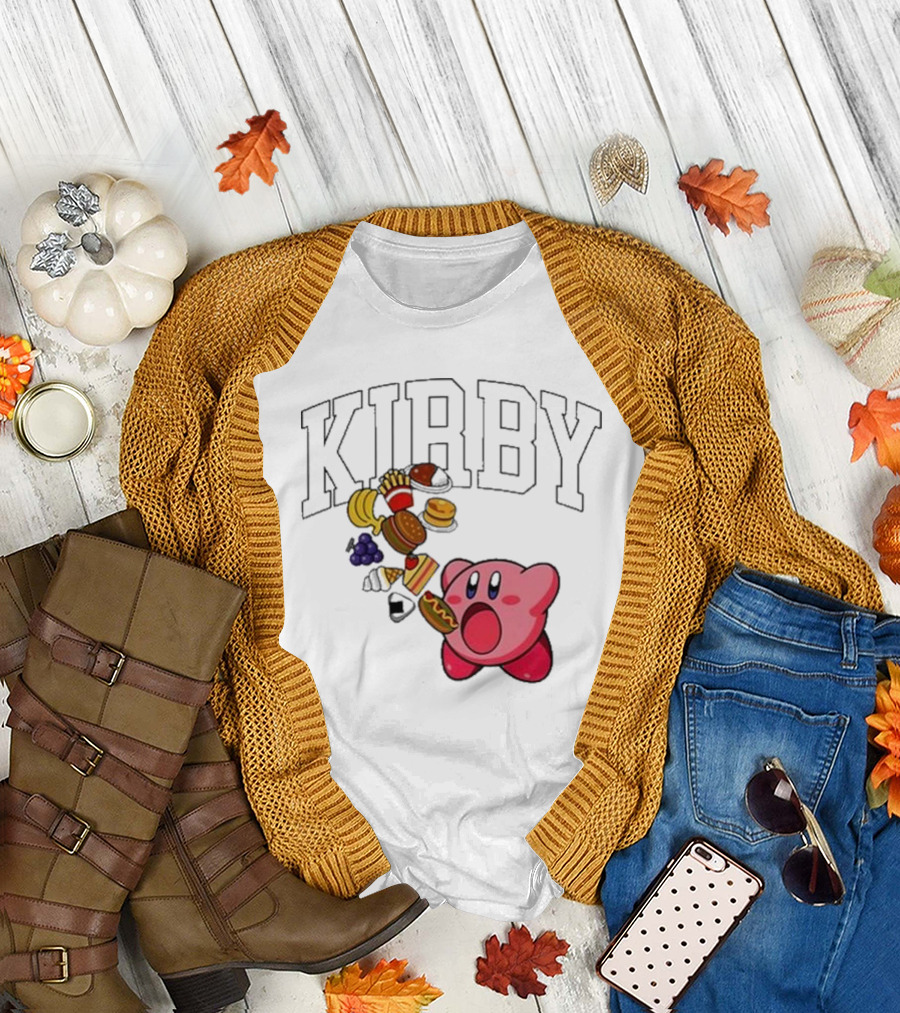 Kirby Eating Burgers and Food Explosion T-Shirt