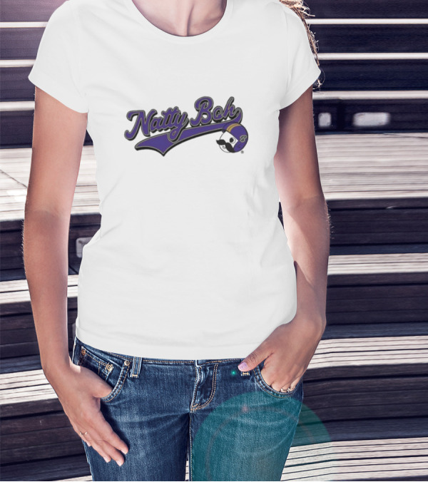 Natty Boh Purple Script With Football Helmet T-Shirt