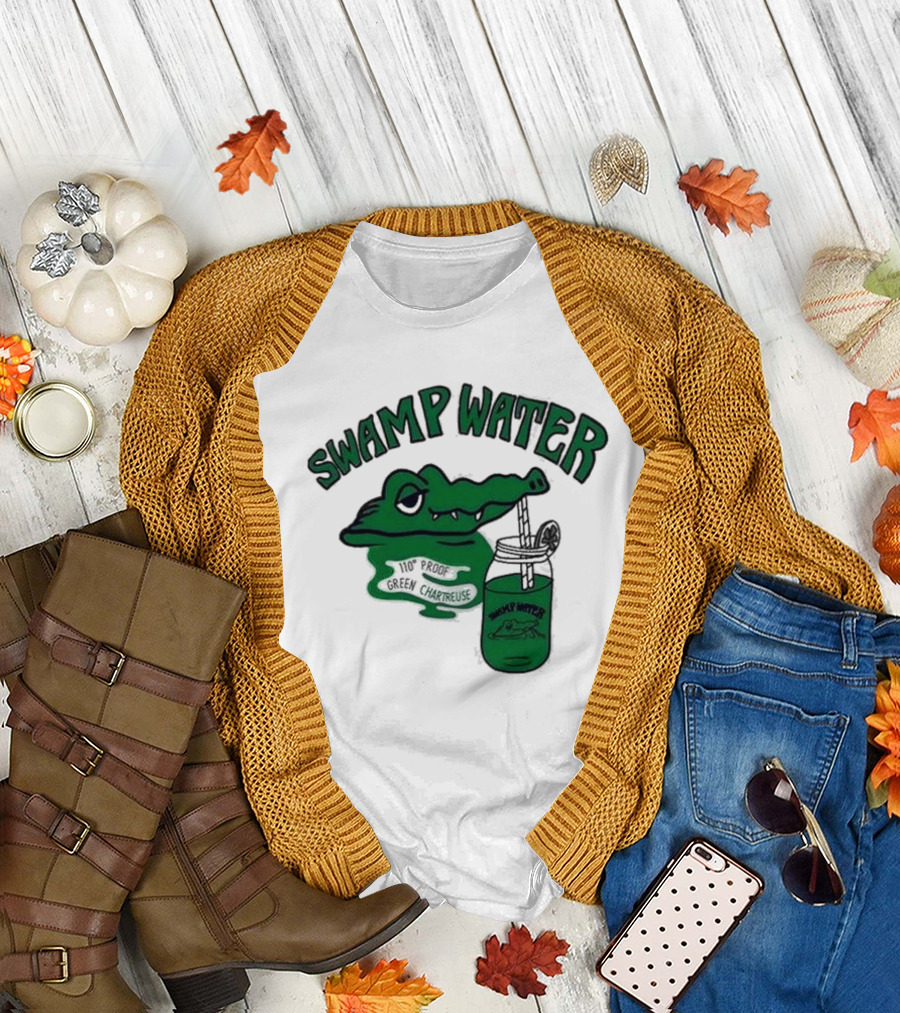 Swamp Water Alligator Green Chartreuse Jar Cartoon T-Shirt