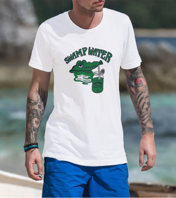 Swamp Water Alligator Green Chartreuse Jar Cartoon T-Shirt