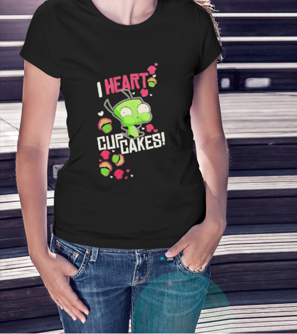 Invader Zim GIR I Heart Cupcakes T-Shirt