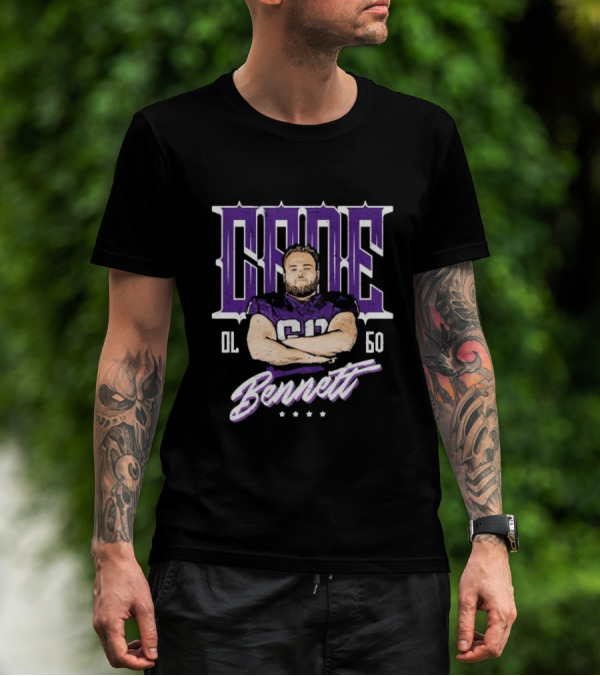 Cade Bennett OL 60 Purple Football Player T-Shirt