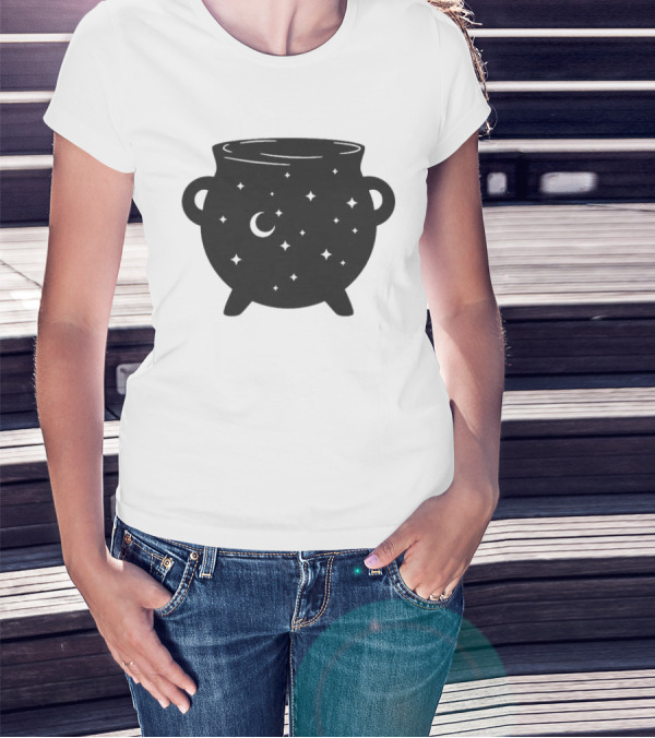 Celestial Cauldron Moon Star Cosmic Mystical Witchy Occult Vintage T-Shirt