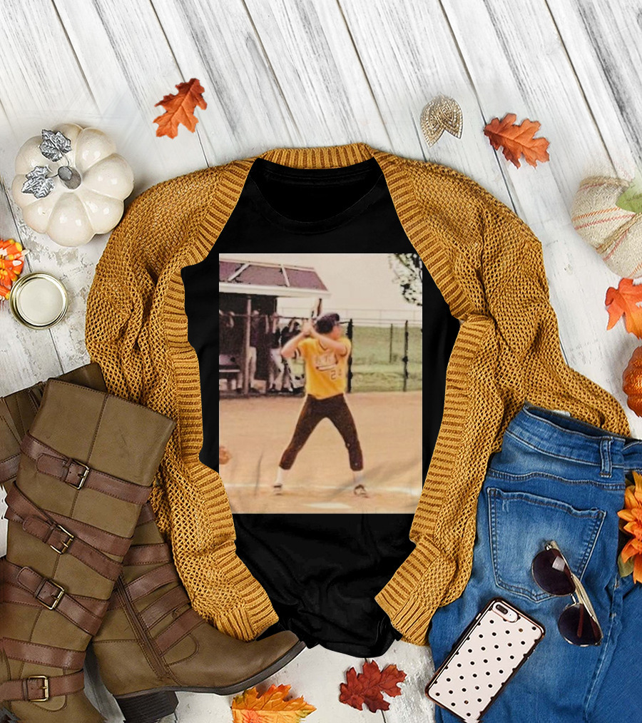 Team Tony Baseball Player Vintage Yellow Uniform Action Shot T-Shirt