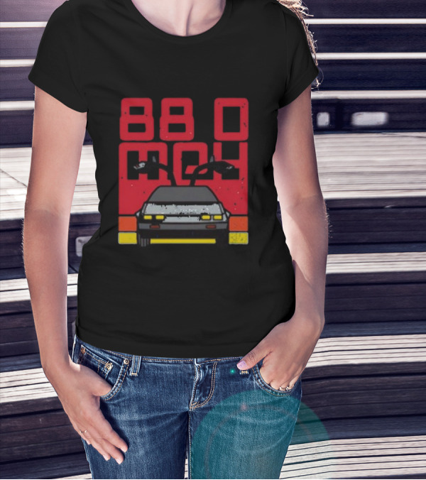 Back To The Future 88MPH DeLorean Time Machine Musical Retro T-Shirt