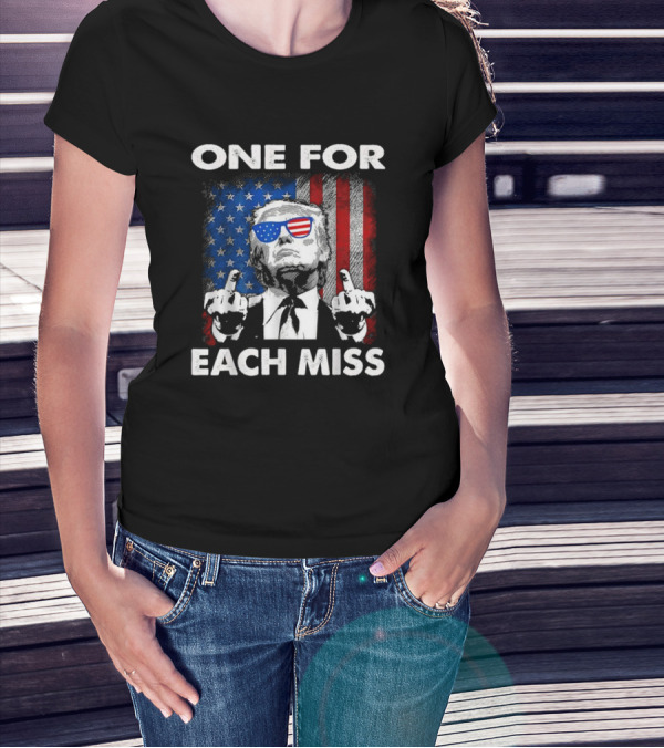 One For Each Miss American Flag Sunglasses Middle Finger T-Shirt