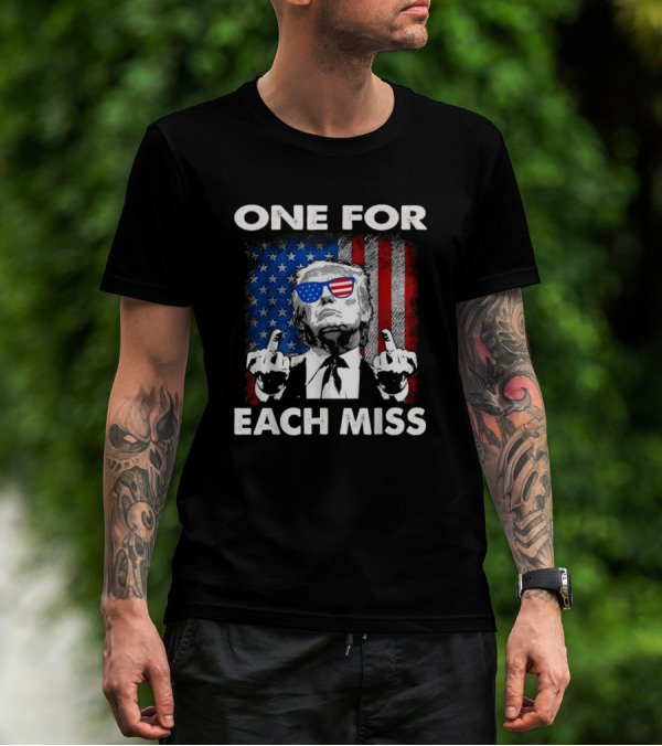 One For Each Miss American Flag Sunglasses Middle Finger T-Shirt