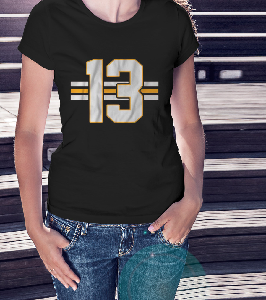 Lucky 13 Football Bold Number With Stripes T-Shirt
