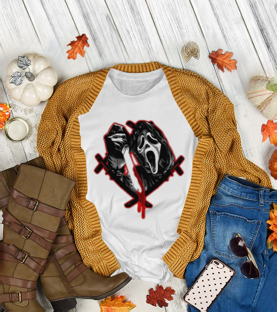 Hollowsquad LA Scream Mask Knife Crossed Halloween T-Shirt