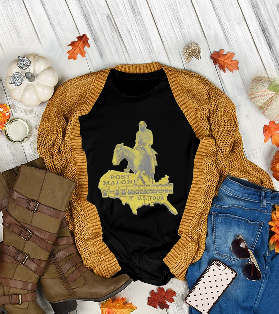 Post Malone Trillion US Tour Map Horse Rider T-Shirt