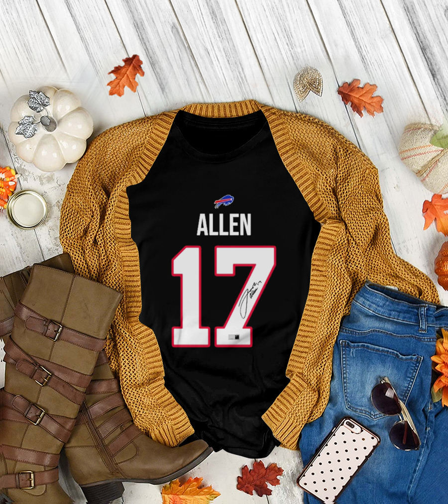 Josh Allen Buffalo Bills Number 17 Signature T-Shirt