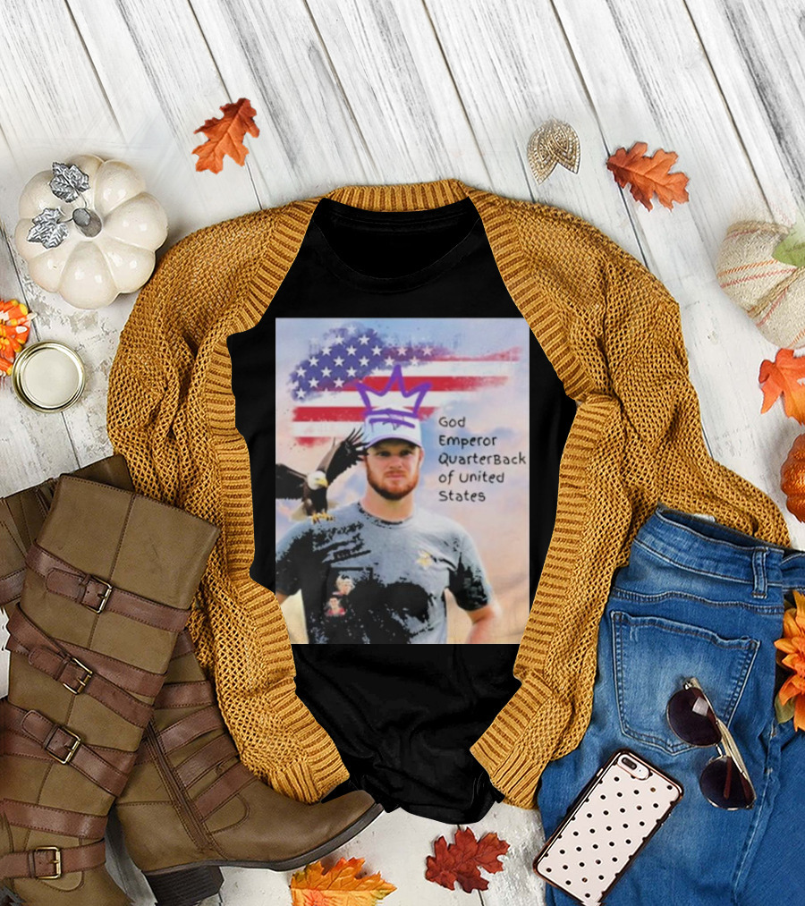 God Emperor Quarterback of United States with American Flag and Eagle T-Shirt