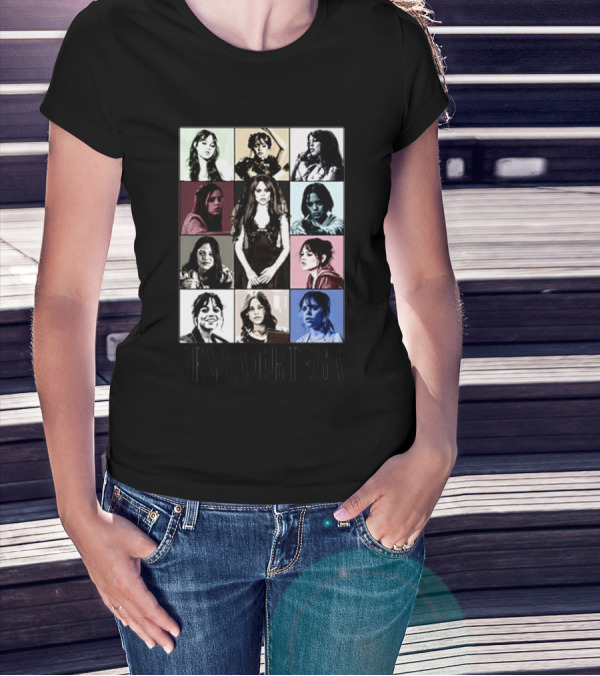 Fuzeprint Jenna Ortega Nine Eras Collage T-Shirt