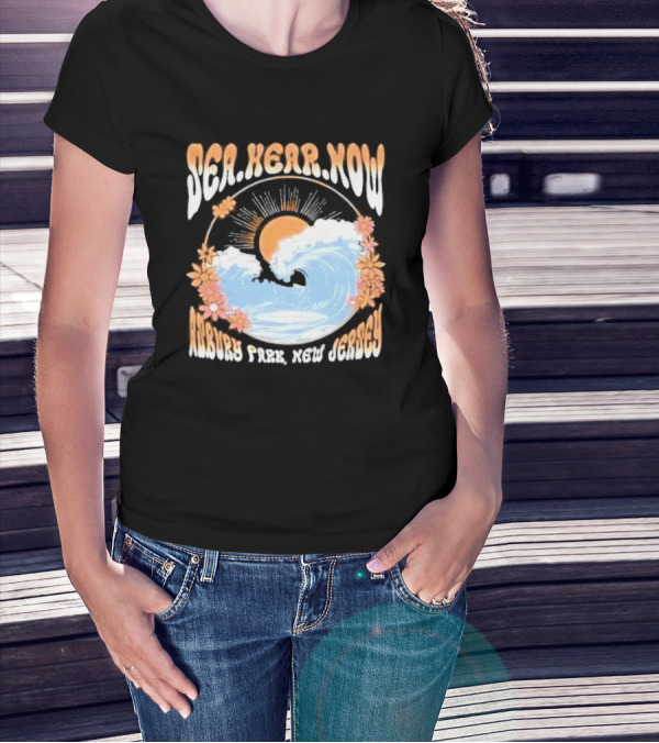Sea Hear Now Asbury Park New Jersey Perfect Curl Fish And Anchor T-Shirt