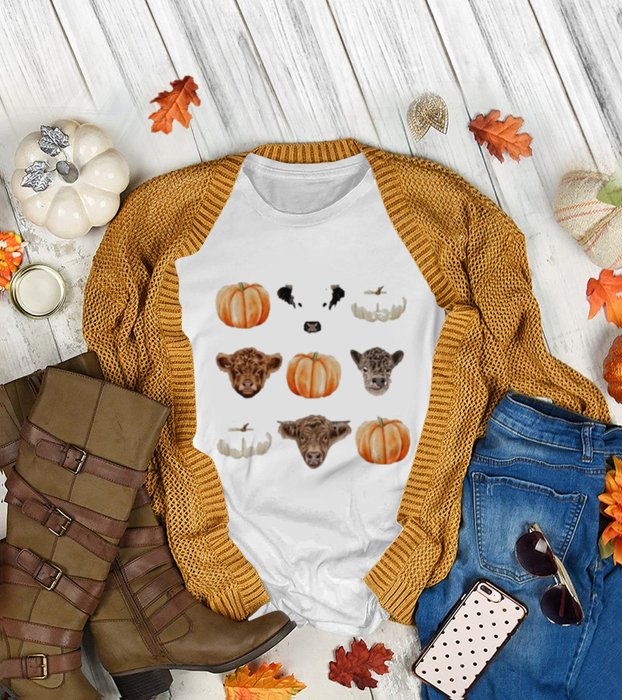 Katie Van Slyke Mini Cows Pumpkins Arrangement T-Shirt