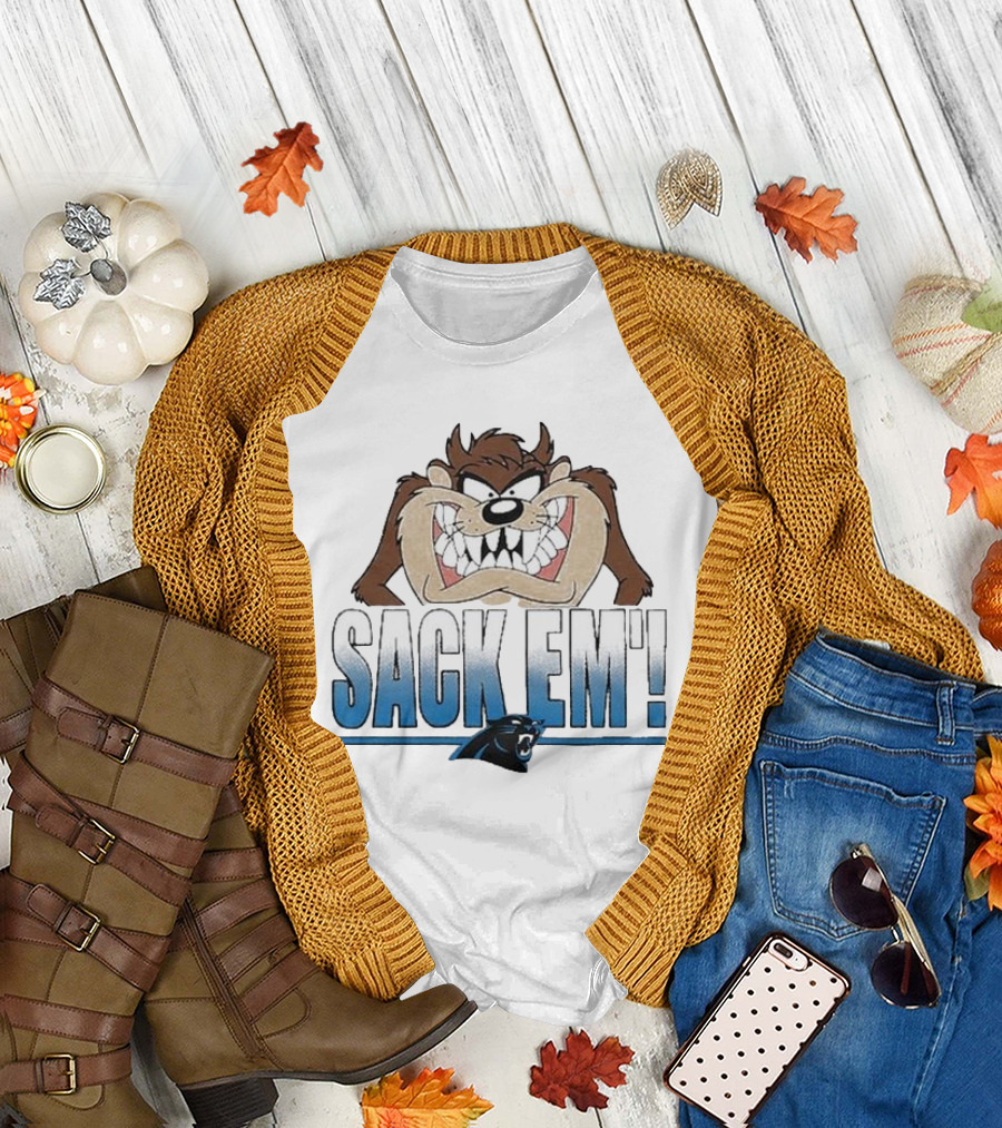Looney Tunes Taz Sack Em’ Carolina Panthers T-Shirt