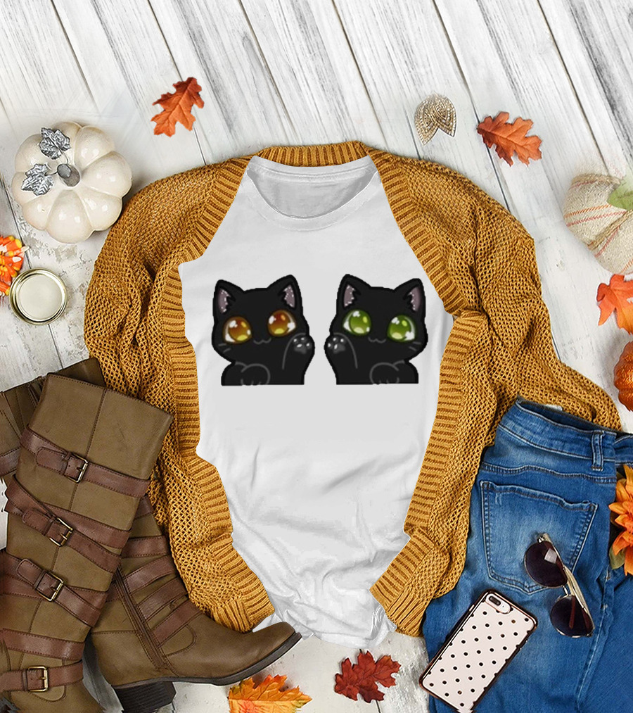 Stream Labs Kitties Black Cats with Colorful Eyes T-Shirt
