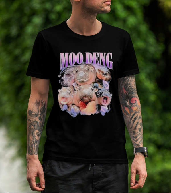 Moo Deng Baby Pygmy Hippo Cute Zoo Family Faces T-Shirt