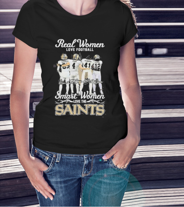 Real Women Love Football Smart Women Love The Saints Shaheed Carr Kamara Olave T-Shirt