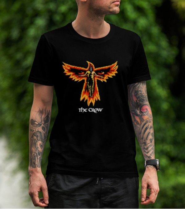 The Crow Firebird Symbol With Gothic Figure T-Shirt