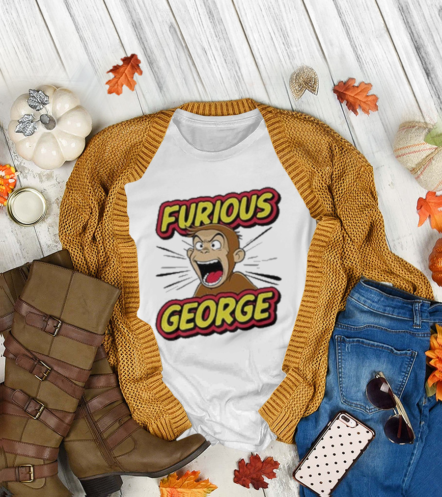 Furious George Monkey Shouting with Bold Comic T-Shirt