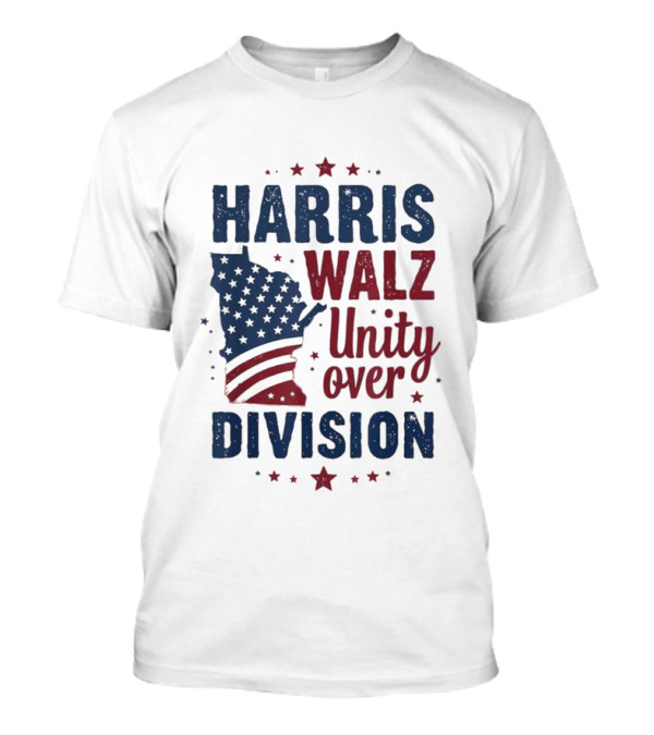 Harris Walz 2024 Unity Over Division America Star Map T-Shirt
