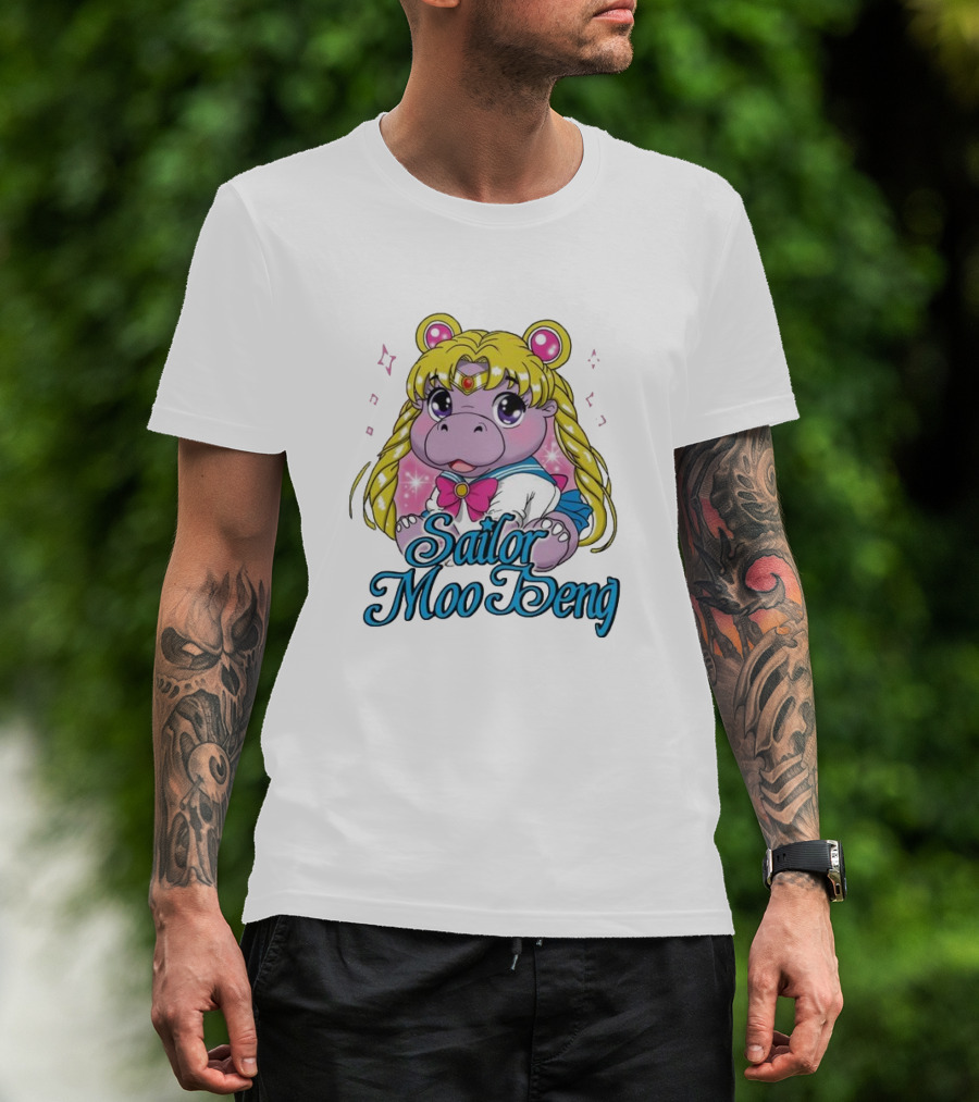 Sailor Moo Deng Hippo Anime T-Shirt