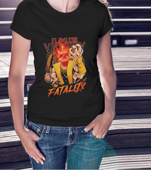 Mortal Kombat Flawless Victory Fatality Skull Flame T-Shirt