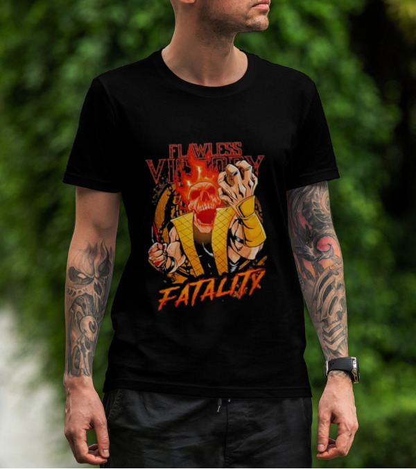 Mortal Kombat Flawless Victory Fatality Skull Flame T-Shirt
