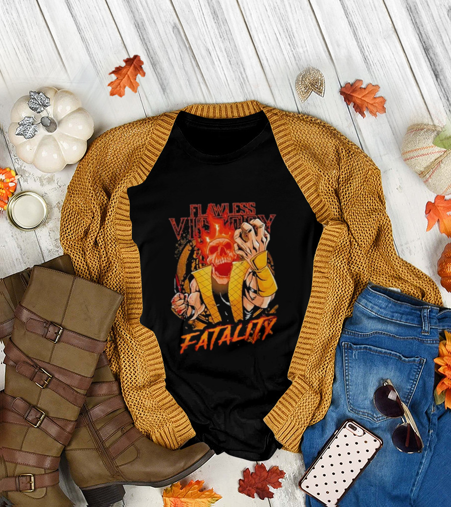 Mortal Kombat Flawless Victory Fatality Skull Flame T-Shirt