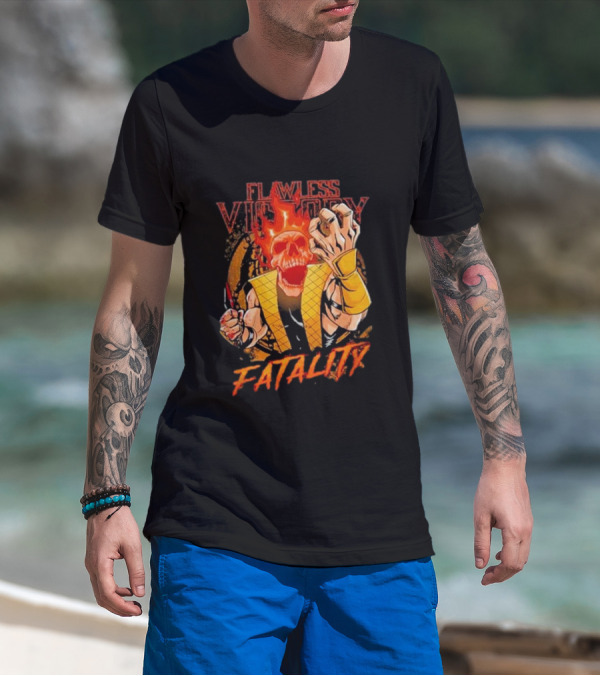 Mortal Kombat Flawless Victory Fatality Skull Flame T-Shirt