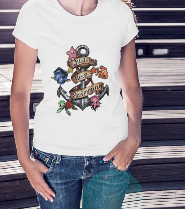 Just Keep Swimming Finding Nemo Anchor Ocean Scene T-Shirt