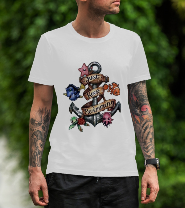 Just Keep Swimming Finding Nemo Anchor Ocean Scene T-Shirt