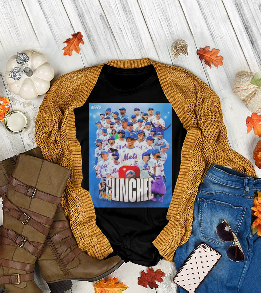 OMG Mets 2024 Clinched Celebration Featuring Team Players and Mascot T-Shirt