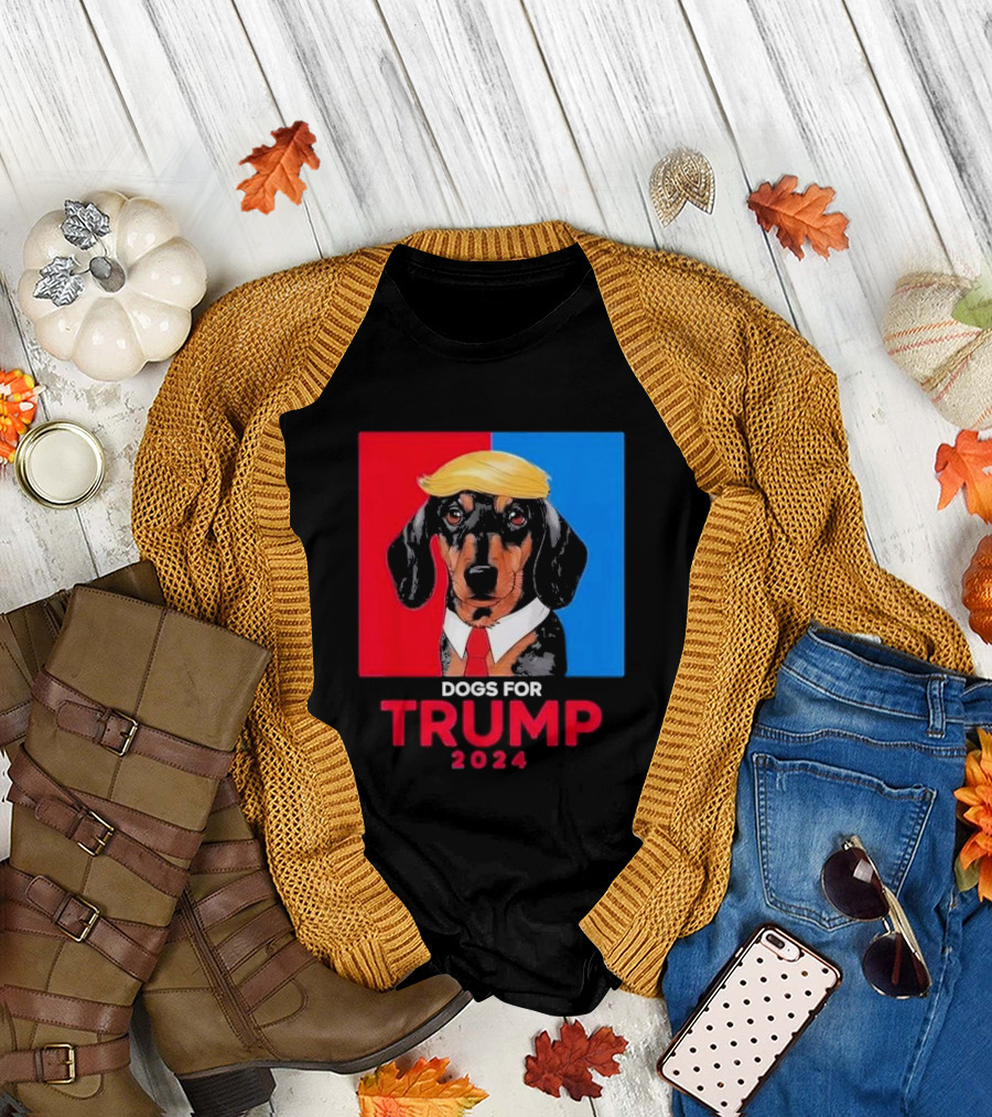 Dogs for Trump 2024 Trump Vance Dog in Red and Blue T-Shirt