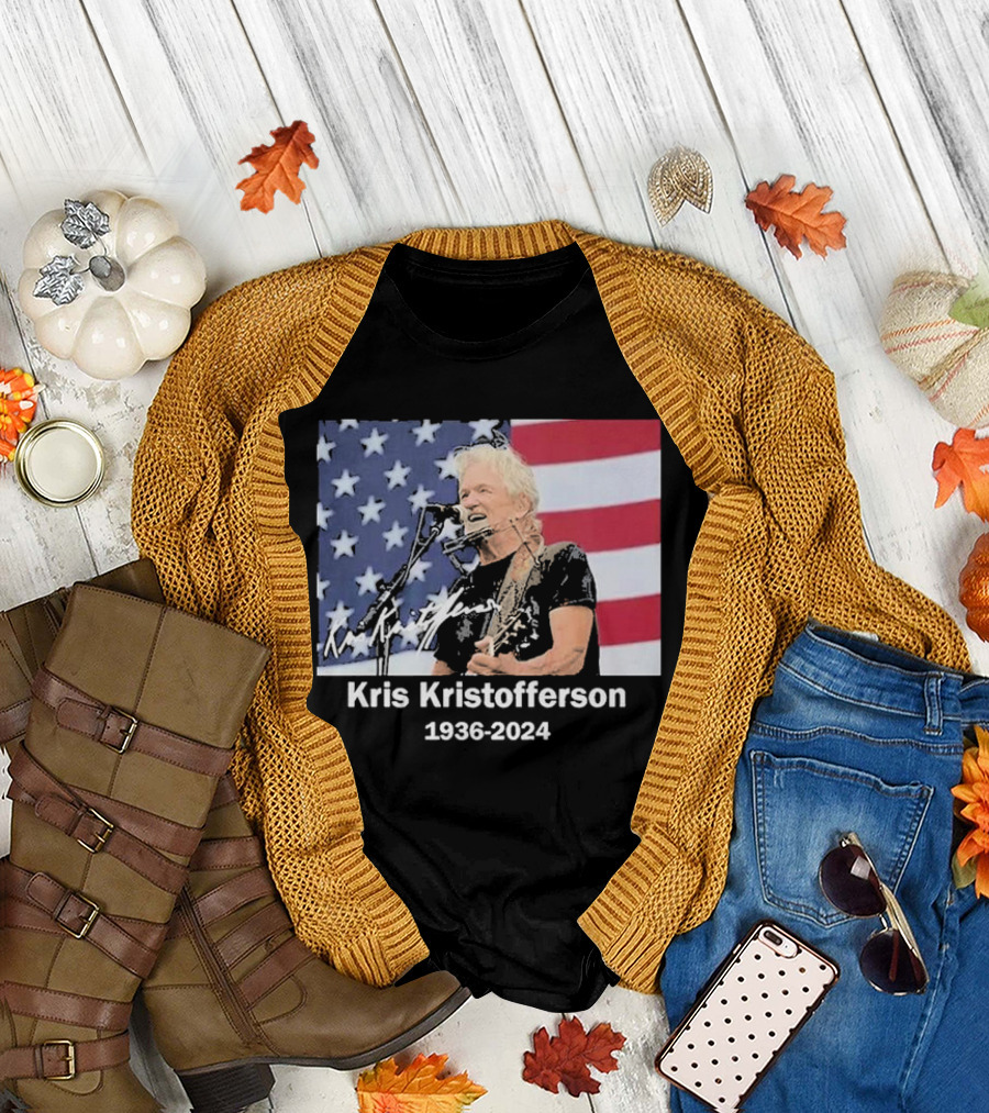 Kris Kristofferson American Flag 1936-2024 T-Shirt