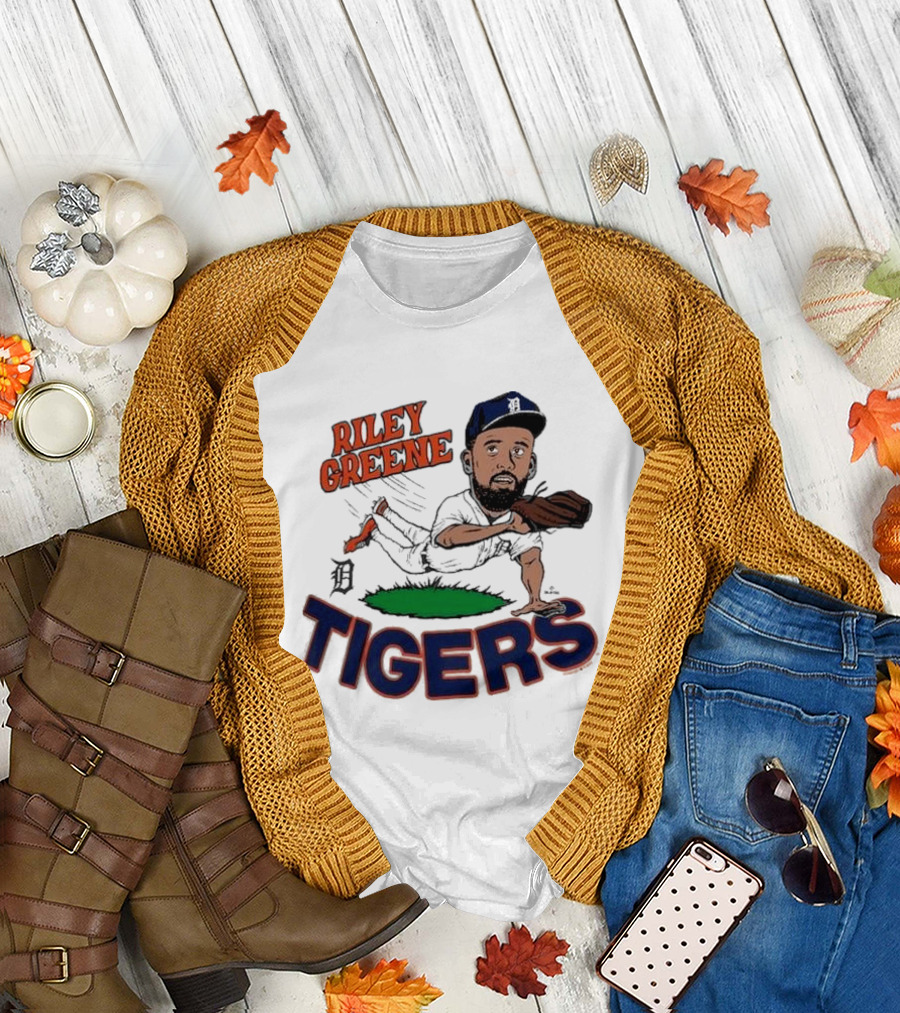 Riley Greene Detroit Tigers Caricature Player Tri Blend Homage Ash T-Shirt