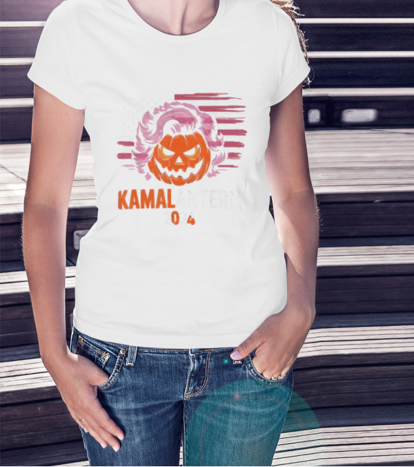 Kamalantern 2024 Retro Halloween Jack-o’-Lantern American Flag T-Shirt