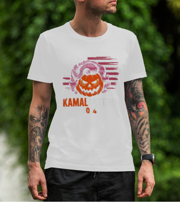 Kamalantern 2024 Retro Halloween Jack-o’-Lantern American Flag T-Shirt