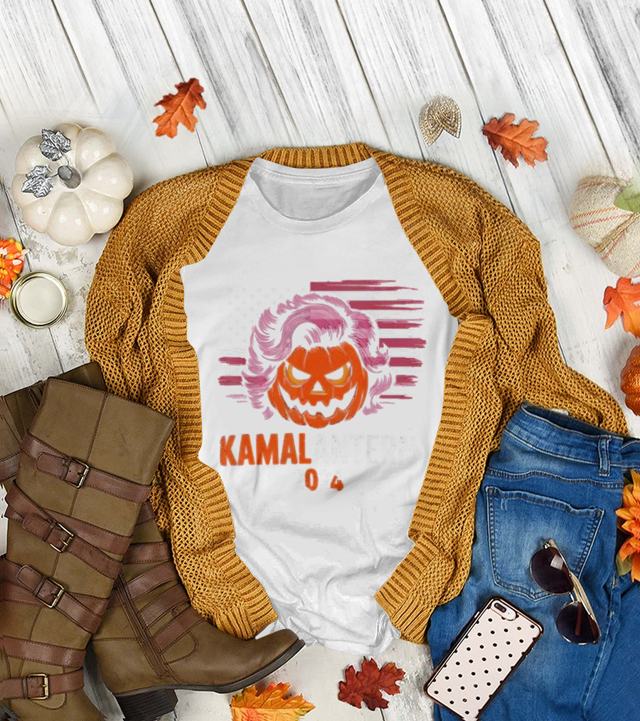 Kamalantern 2024 Retro Halloween Jack-o’-Lantern American Flag T-Shirt